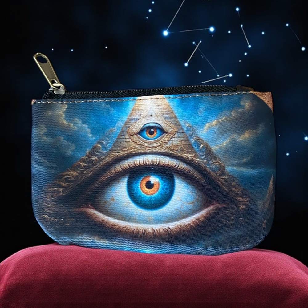 Coin pouch Eye of Providence hand made Zipper Pouch pocket size credit card size